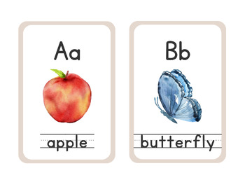 Preview of Nature-Themed Alphabet Flashcards and Mini Posters - Watercolor Style