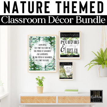 Preview of Nature-Themed Classroom Decor Set Bundle : Calm Nature Classroom : Posters