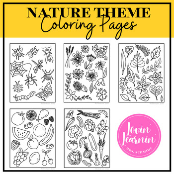 Preview of Nature Themed Coloring Pages - 5 Printable Coloring Pages
