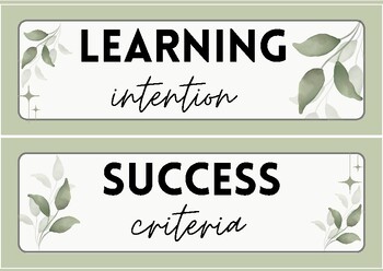 Preview of Nature Themed Learning Intention, Success Criteria, WALT & WILF (Landscape)