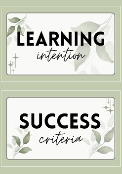 Preview of Learning Intention, Success Criteria, WALT & WILF (Portrait) Nature Themed