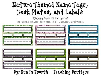 Preview of Nature Themed Name Plates, Name Tags, and Labels - Printable