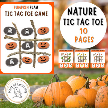 Preview of Nature Tic Tac Toe Game:  Pumpkin Play & Halloween Activities | Loose Parts Play