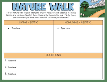 Preview of Nature Walk Observations - Google Classroom Distance Learning