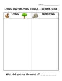 Nature Walk Recording T-Chart - Living and Nonliving Things