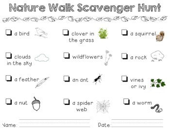 Preview of Nature Walk Scavenger Hunt