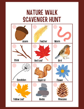 Preview of Nature Walk Scavenger Hunt | Nature Walk Activity for Kids | I-Spy Nature Game