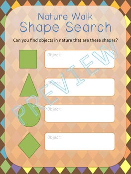 Preview of Nature Walk Treasure Hunt, Games, Journal featuring Shapes, Colors, and Textures