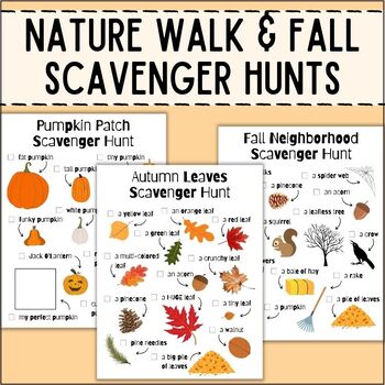 Preview of Nature Walk for Kids | Fall Scavenger Hunt for Kids | Printable Pumpkin Patch |