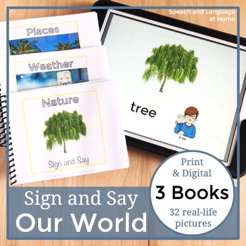 Preview of Nature Weather and Places Speech Therapy Printable & Digital Sign Language Book