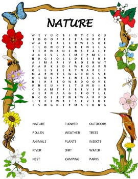 nature word search by from tots to teens teachers pay teachers