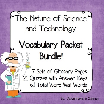 Preview of Nature of Science and Technology Vocabulary Packet Bundle