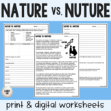 Nature vs. Nurture - Reading Comprehension Worksheets