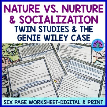Preview of Nature vs. Nurture & Socialization: Twin Studies and Genie Worksheet