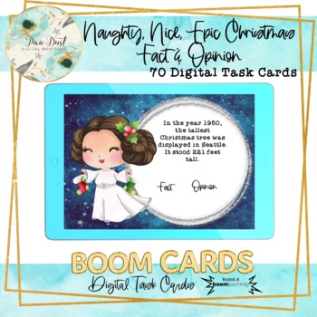 Preview of Naughty, Nice, Epic Christmas Fact and Opinion BOOM Cards – Speech Therapy