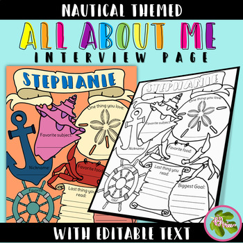 Preview of Nautical All About Me Interview & Coloring Page