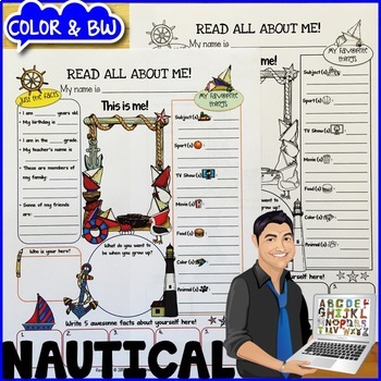 Preview of Nautical All About Me Worksheet {Dollar Deals Paper/Poster/Printable/Page}