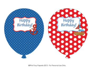 Nautical Birthday Balloons - Classroom Decor - Birthday Display