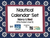 Nautical Calendar Set - Navy & Red  **Fits in Pocket Chart**