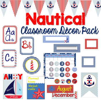 Nautical Classroom Decor Bundle EDITABLE TPT   Original 2551590 1 