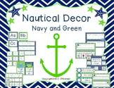 Nautical Classroom Decor: Navy and Green, Editable