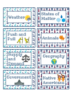 Preview of Nautical Classroom Library Labels