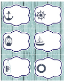 Nautical LABELS - 2 pgs: 1 pg medium, 1 pg large - red whi