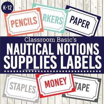Preview of Nautical Notions Printable Supplies Labels (Editable!) - 6 Colors!