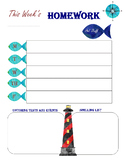 Nautical Theme Homework Form