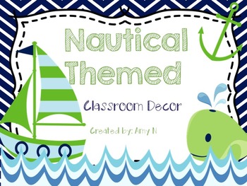 Preview of Nautical Themed Classroom Decor {Blue and Green}