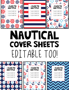 Preview of Nautical Themed Folder Cover Sheets - Editable