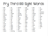 Nautical Themed Fry Third 100 Sight Words