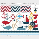 Nautical clipart - ship clip art, sailor clipart, lighthou