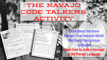 Preview of Navajo Code Talkers Reading Guide and Coding Activity Worksheet