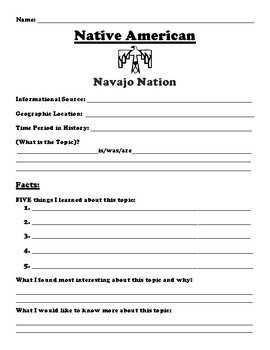 Preview of Navajo Nation "5 FACT" Summary Assignment