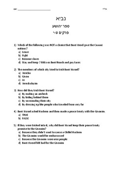 Preview of Navi - Sefer Yehoshua Test - Perakim 9-10