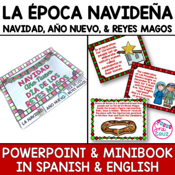 Preview of Navidad Año Nuevo Reyes Magos PowerPoint & MiniBook Spanish Christmas Activities