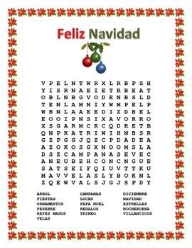 navidad christmas word search and double puzzle in