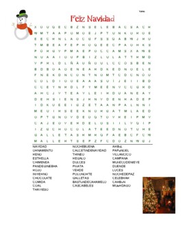 Navidad- Spanish Christmas Word Search Puzzle Worksheet Sub Plan by Mr ...
