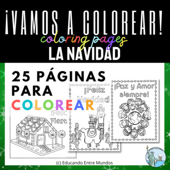 Navidad Christmas Spanish coloring pages by Educando Entre Mundos Tapas