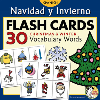 Preview of Navidad y Invierno - Spanish Christmas and Winter Flash Cards & Memory Game