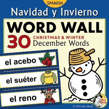 Preview of Navidad y Invierno - Spanish Christmas and Winter Vocabulary Word Wall