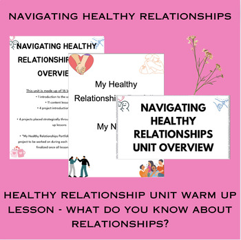Preview of Relationship Warm Up (Healthy Relationships Lesson 1) *PDF