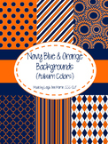 Navy Blue & Orange Digital Papers (Auburn University Team Colors)
