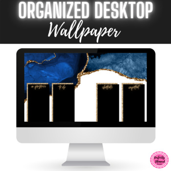 Preview of Navy Blue and Gold Desktop Organizer Wallpaper