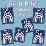Navy Boho Alphabet Poster Set