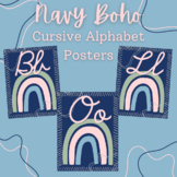 Navy Boho Cursive Alphabet Posters