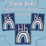 Navy Boho Handwritten Alphabet Posters