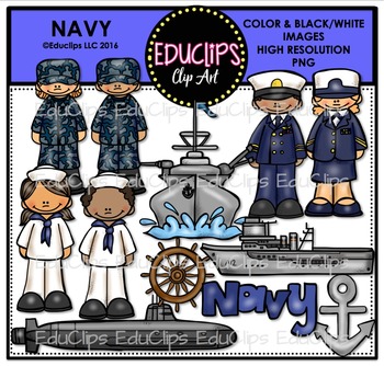 Preview of Navy Clip Art Bundle {Educlips Clipart}