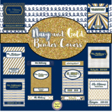 Navy and Gold Binder Covers and Spines ~ EDITABLE ~